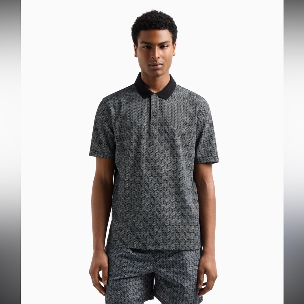 Armani Exchange Black and Gray Polo Shirt